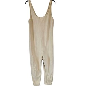 TKEES Playsuit Latte Tan Lounge Cotton Jumpsuit Waffle Knit size 2